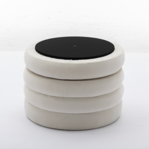 Puf otomano de almacenamiento redondo multifuncional Taburete tapizado moderno con tapa extraíble - Product Image 2