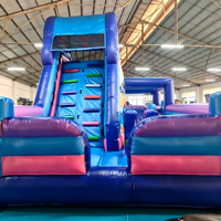 Parcours d'obstacles gonflable, château gonflable avec toboggan, combo de jeux gonflables de dessin animé pour parc d'attractions, jeux gonflables pour l'extérieur