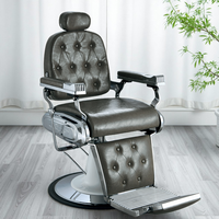 Chaise de barbier moderne de haute qualité pour Salon de beauté Rotation à 360 degrés Pompe hydraulique puissante Cuir synthétique réglable