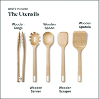 FLYWOD Accessoires Maison et Cuisine, Ensemble d'ustensiles de cuisine en bois de bouleau
