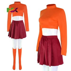 Disfraz de Halloween para Mujer Adulta, Peluca de Cosplay, Personaje de Anime <span class=keywords><strong>Velma</strong></span>, Uniforme Naranja, Top y Falda - Product Image 2