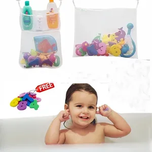 Cesta de almacenamiento de ropa para niños, juguetes de <span class=keywords><strong>baño</strong></span> para bebés, organizador de red, bolsa organizadora de cosas colgantes de malla con ventosa - Product Image 1