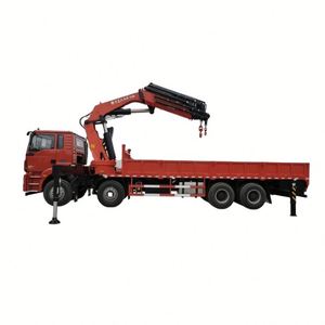 Camion à plateau large Shacman Delong avec grue à bras pliable de 16 tonnes pour le levage et le transport - Product Image 1
