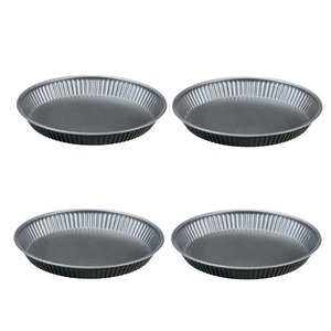 LOT DE 4 MOLDES À TARTES EN ACIER SILVER ELEGANCE LINE 12X1.9CM - Product Image 1