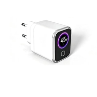Adaptateur secteur USB C GaN 45W avec écran intelligent IA, certification multi-ports PD QC, chargeur Type C avec prises US, UK, EU, facile à transporter