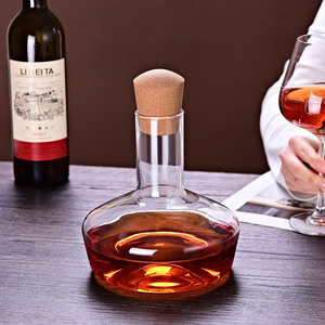 <span class=keywords><strong>Carafe</strong></span> à vin en verre transparent avec bouchon en liège naturel, sans plomb, pour vin rouge et whisky - Product Image 1