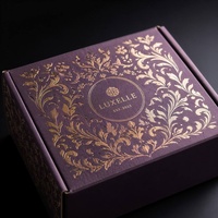Cajas Personalizadas con Logotipo, Caja de Envío Corrugada Azul Real de Lujo con Estampado Floral Holográfico, para Cosméticos, Cuidado de la Piel, Regalos y Suscripciones