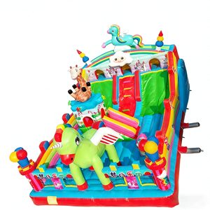 Château gonflable licorne de dessin animé, aire de jeux gonflable commerciale avec toboggan, grande structure gonflable pour la <span class=keywords><strong>location</strong></span> de fêtes d'enfants - Product Image 1