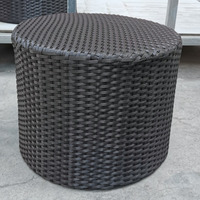 Mesa Auxiliar o de Centro Moderna de Aluminio con Mimbre Tejido, Modelo Darwin, para Interiores y Exteriores, Ideal para Garajes, Dormitorios y Baños