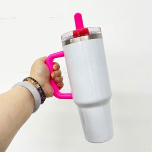 White Blank Sublimation Vacuum Insulated Glowing in Dark Halloween 40oz Flip <b>Straw</b> Tumblers with Handle - Product Image 3
