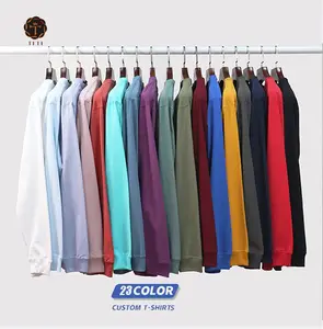 Camiseta de manga longa com gola redonda para homens, camiseta de manga longa com logotipo personalizado 100 algodão, camiseta de grandes dimensões lisa
