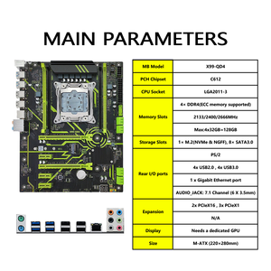 Pandl X99-QD4 <span class=keywords><strong>Desktop</strong></span> <span class=keywords><strong>Computer</strong></span> Moederbord Ondersteunt <span class=keywords><strong>Intel</strong></span> Xeon E5 Cpu Quad Channel Ddr4 Memory Sata3.0 Nvme M.2 Pcie3.0 New X99 - Product Image 2