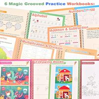 Carnet d'exercices magique personnalisable à rainures pour enfants 3-8 ans, reliure spirale, 10 feuilles réutilisables, cahiers d'écriture, traçage des lettres/chiffres, mathématiques