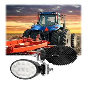 ECE lampu depan tambahan LED 80W, lampu depan pertanian traktor banjir lebar Oval 12/24V daya tinggi 8 LED