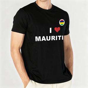 J'aime le t-shirt drapeau imprimé de l'île <span class=keywords><strong>Maurice</strong></span> avec plusieurs tailles au choix, adapté aux vêtements de <span class=keywords><strong>vacances</strong></span> et aux activités de plein air - Product Image 2