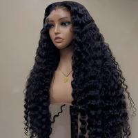 Perruques Lace Front Closure HD 13x4 à Ondulations Profondes Longues Noires Naturelles, Perruque Sans Colle, 100% Cheveux Humains Bruts Vierges Brésiliens pour Femmes