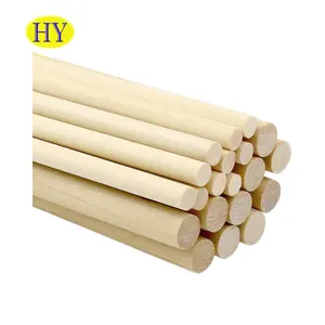 Biodegradable Dark brown color or unfinished Wood or bamboo custom sized sticks for crafts and DIY Wood or bamboo custom round wooden dowel