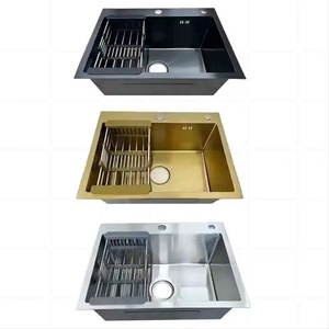 Évier de cuisine rectangulaire simple en acier inoxydable SUS304, fait main, grand format, épaissi, avec fonction de lavage de la vaisselle, sans <span class=keywords><strong>robinet</strong></span> - Product Image 1
