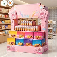 Présentoir en carton recyclable, présentoir vertical en papier imprimé sur mesure pour la promotion en supermarché