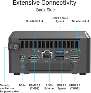 Para <span class=keywords><strong>NUC</strong></span> 15 Pro Tall Barebones Mini PC <span class=keywords><strong>Intel</strong></span> Serie 2 Core Ultra 7 255H 96GB DDR5 RAM Arc 140T Windows Thunderbolt 4 Wi-Fi 7 - Product Image 3