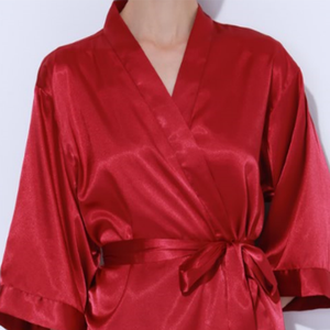 <span class=keywords><strong>Bata</strong></span> de Novia de Satén con Estampado Térmico Sólido FUNG 3019, Talla Grande, para Verano |   Kimono Personalizado para Novia y Damas de Honor |   Artículos de Lujo para Mujer - Product Image 4