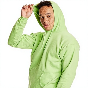 Sweat-shirt à capuche unisexe en polaire vert lime, coupe classique, motif cœur, décontracté, avec poche avant, hiver, non tissé - Product Image 4