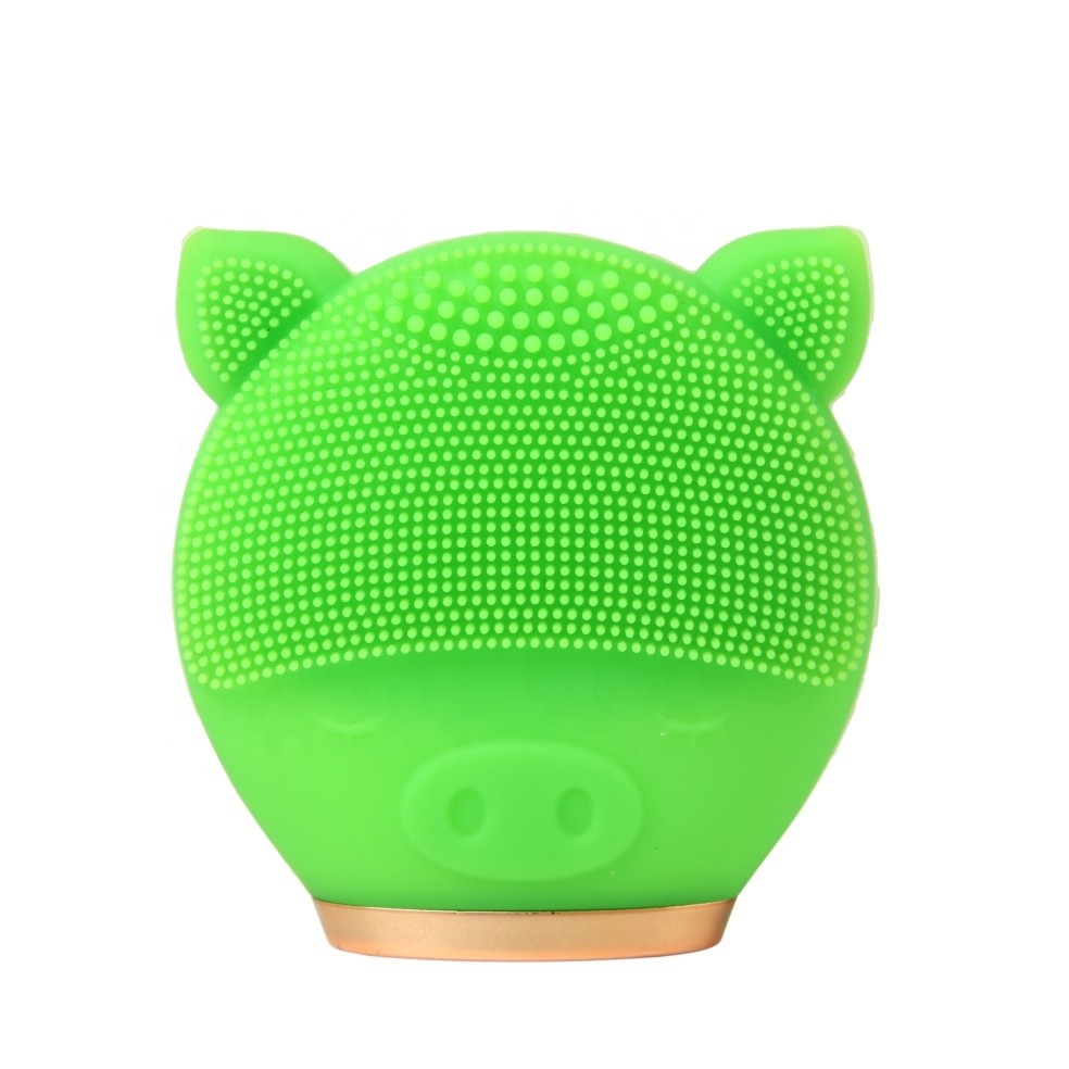 Eléctrico recargable sonic de silicona cepillo de limpieza facial de dibujos lindo diseño de cepillo de limpieza facial