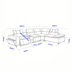 <span class=keywords><strong>Canapé</strong></span> sectionnel inclinable en tissu, confort haut de gamme, multifonctionnel, pliable, avec USB et haut-parleur, pour la maison ou le luxe - Product Image 6