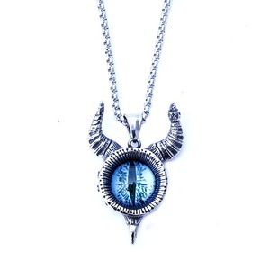 Yunnique – collier avec pendentif œil de démon, en argent tibétain, design géométrique, pendentif unique sans chaîne, couleur bleue, JD215 - Product Image 5