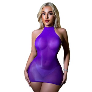 Women's Sexy Transparent Underwear Firm Control Mesh Underwear Skirt With Hanging Neck Feelings Fun Clothing - Product Image 1