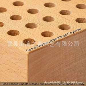 <b>Wooden</b> <b>drill</b> <b>bit</b> storage rack with multiple holes, office desk marker and paintbrush storage rack, multi-purpose makeup holder - Product Image 3