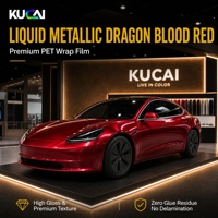 KUCAI Vente en gros de film vinyle PET liquide métallique rouge sang de dragon, film vinyle métallique pour voiture, rouleau de film vinyle