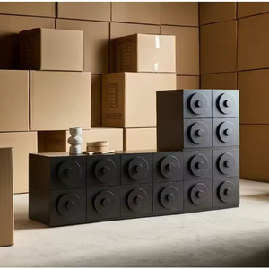 Armoire de rangement de salon en bois massif, armoire latérale moderne de luxe avec tiroir - Product Image 3