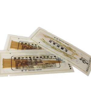 Aiguilles d'<span class=keywords><strong>acupuncture</strong></span> jetables stériles en plastique entièrement plaquées <span class=keywords><strong>or</strong></span> pour usage unique, 100 pièces/boîte avec tube guide - Product Image 3