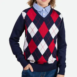 Children's School Sweater Autumn Winter British Style Kindergarten Primary Uniforms V Neck Sweater For Kid