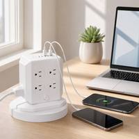 Regleta de alimentación vertical de 3 niveles con 12 tomas de EE. UU., 4 USB y 2 USB-C PD de carga rápida, protector contra sobretensiones, con logotipo personalizado al por mayor