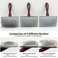 Brosse à poils pour animaux de compagnie avec manche en bois |   Brosse de toilettage pour chiens et chats, démêlante et volumatrice, idéale pour les caniches