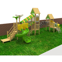 Toboggan de jardin en bois de haute qualité pour enfants, équipement de divertissement pour parcs extérieurs, durable, directement de l'usine