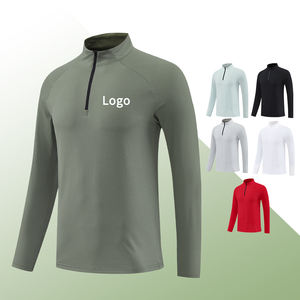 Spring Autumn Quick Dry Long Sleeve Athletic Half Zip Fitness Clothing <b>Tops</b> Stretch Running Gym <b>Tshirt</b> - Product Image 2