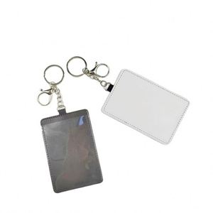 Porte-clés en cuir PU personnalisable par sublimation avec poche vierge pour cartes de visite - Product Image 1