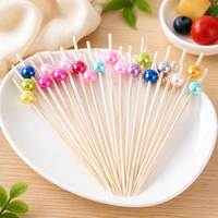 Groothandel wegwerp decoratieve bamboe fruitprikkers kunsttandenstokers voor cocktail sandwiches fruit feestdecoratie