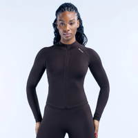 Defy Dynamic Zippy Top-Mocha Vêtements de sport respirants et légers en taille plus avec Spandex à séchage rapide