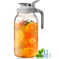 Pichet à lait en verre sodocalcique de 32 oz avec couvercle à rabat et bec verseur, type Mason Jar ; Scellable, avec logo, pratique pour les formules fraîches et les bouteilles d'eau
