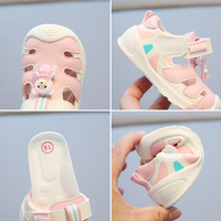 Chaussures d'été unisexe pour bébés et tout-petits, à bout fermé, avec fermeture auto-agrippante, respirantes, souples et antidérapantes, motif ours mignon, vente en gros, faible MOQ