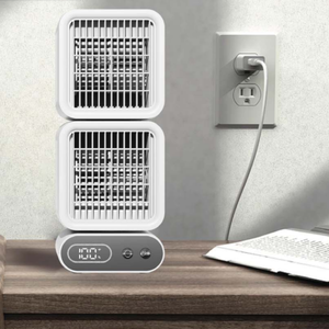 2025 ide baru bentuk kubus desain meja pendingin udara portabel 4000mAh baterai 2 Mode angin kebisingan rendah kipas Desktop dengan pegangan silikon - Product Image 5