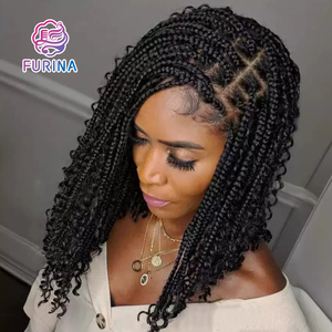 Perruques bouclées afro de haute qualité pour les femmes noires courtes brunes crépues <span class=keywords><strong>frange</strong></span> de <span class=keywords><strong>cheveux</strong></span> synthétiques fibre haute température résistante à la chaleur - Product Image 4