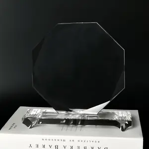 manufacturing facility Cheap custom design crystal plague, in the shape of an octagon, award