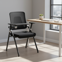 Chaise de formation ergonomique moderne pliable avec tablette d'écriture - Chaise de conférence en maille, hauteur réglable, pivotante, avec plateau de bureau intégré pour