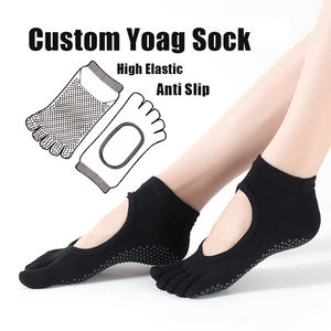 Campione gratuito basso MOQ Custom Pilates calza antiscivolo alla caviglia calze da donna 5 piedi Yoga calzini per Pilates ballerine Barre a piedi nudi - Product Image 1