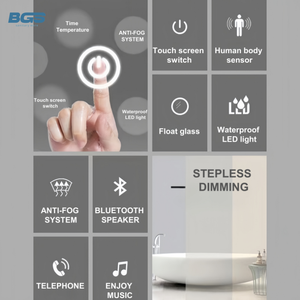 Miroir de salle de bain intelligent moderne avec éclairage LED, anti-buée, interrupteur tactile, capteur, cercle lunaire, pour salon, vente en gros - Product Image 4